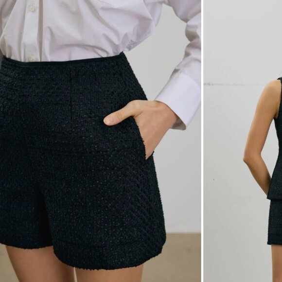 Love Bonito Fumiko Ribbon Tweed High Waist Shorts - Picture 4 of 12